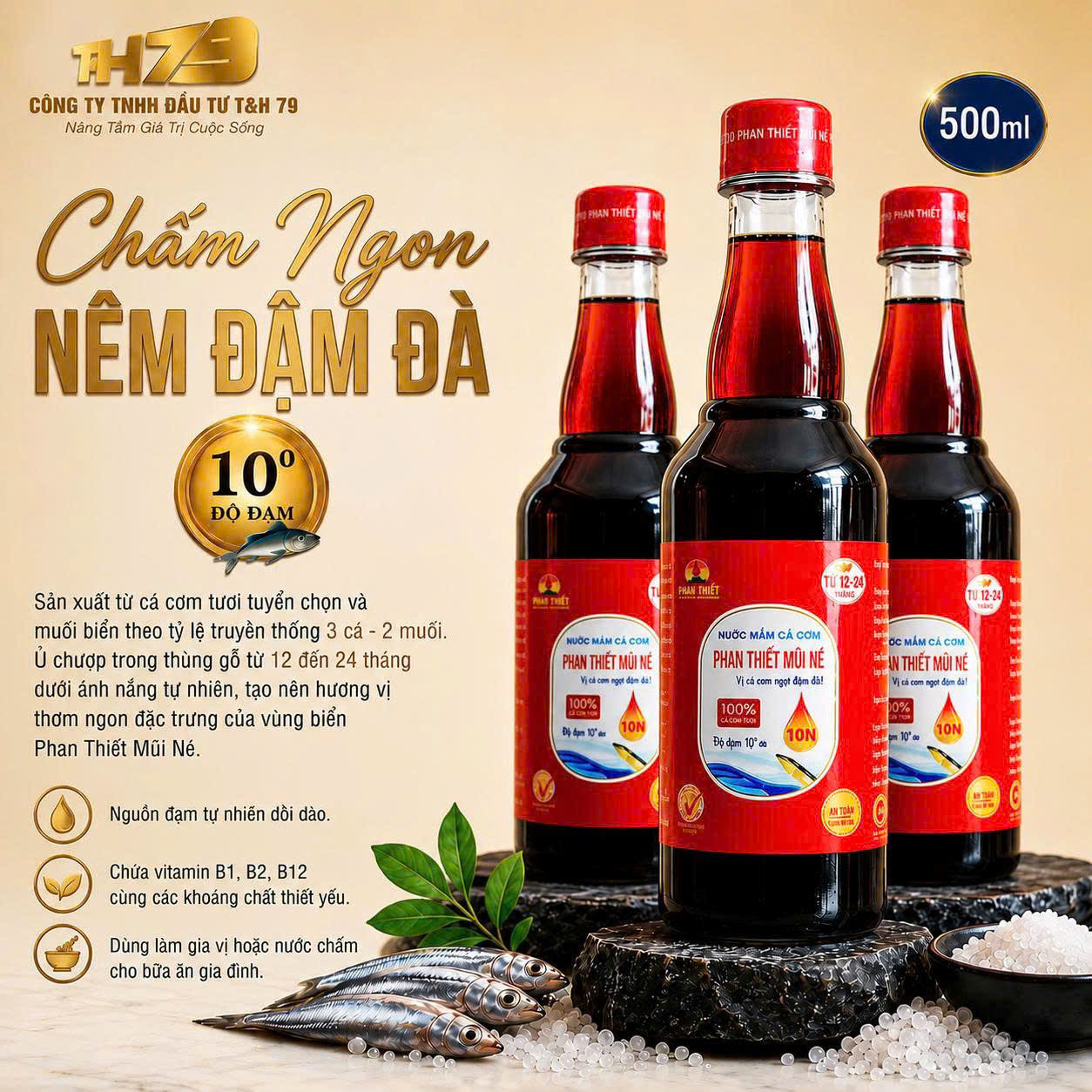 Nước Mắm Cá Cơm Truyền Thống Phan Thiết Mũi Né 10 Độ Đạm.