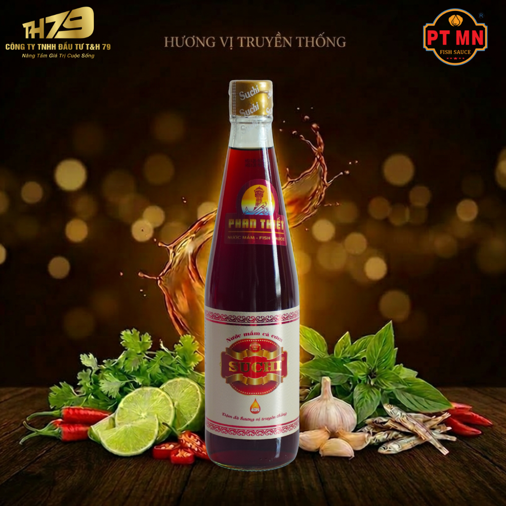 Nước Mắm Cá Cơm Truyền Thống Phan Thiết Mũi Né SUCHI 40 Độ Đạm – Chai Thủy Tinh 520ML